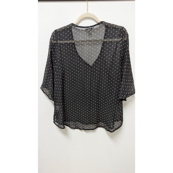 Bar III Black/White Sheer Polka-Dot Blouse - Picture 2 of 2